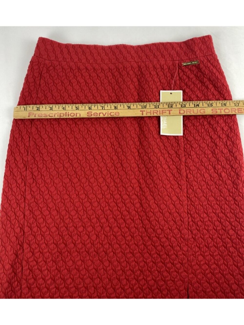 Michael Kors Skirt Women's Size Small Cherry Red Textured Knit Pencil Basics NWT - Picture 13 of 16
